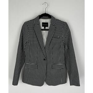 Banana Republic Long And Lean Gingham Blazer Jacket Womens 4 Black White